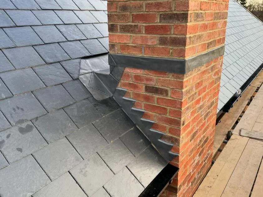 Lead flashing around a chimney